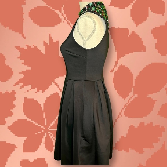 ASOS Gem Embellished High Neck A-Line Navy Blue Skater Dress Size 4 - Picture 5 of 6